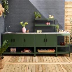 Cocina exterior de 3 módulos en acero inoxidable