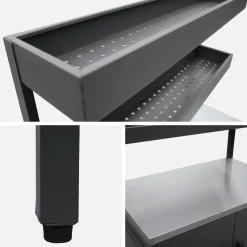 Cocina exterior de acero con 2 estanterías colgantes y 2 puertas, 80cm