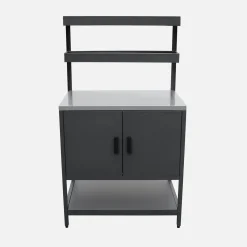 Cocina exterior de acero con 2 estanterías colgantes y 2 puertas, 80cm