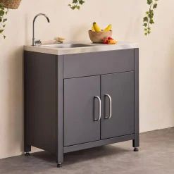 Cocina exterior de acero con fregadero de 80cm