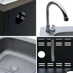 Cocina exterior de acero con fregadero de 80cm