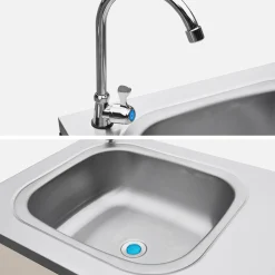 Cocina exterior de acero con lavabo, 120cm