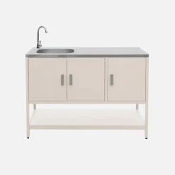 Cocina exterior de acero con lavabo, 120cm