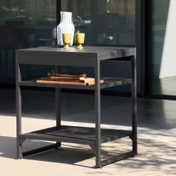 Cocina exterior de acero 2 estantes L80cm