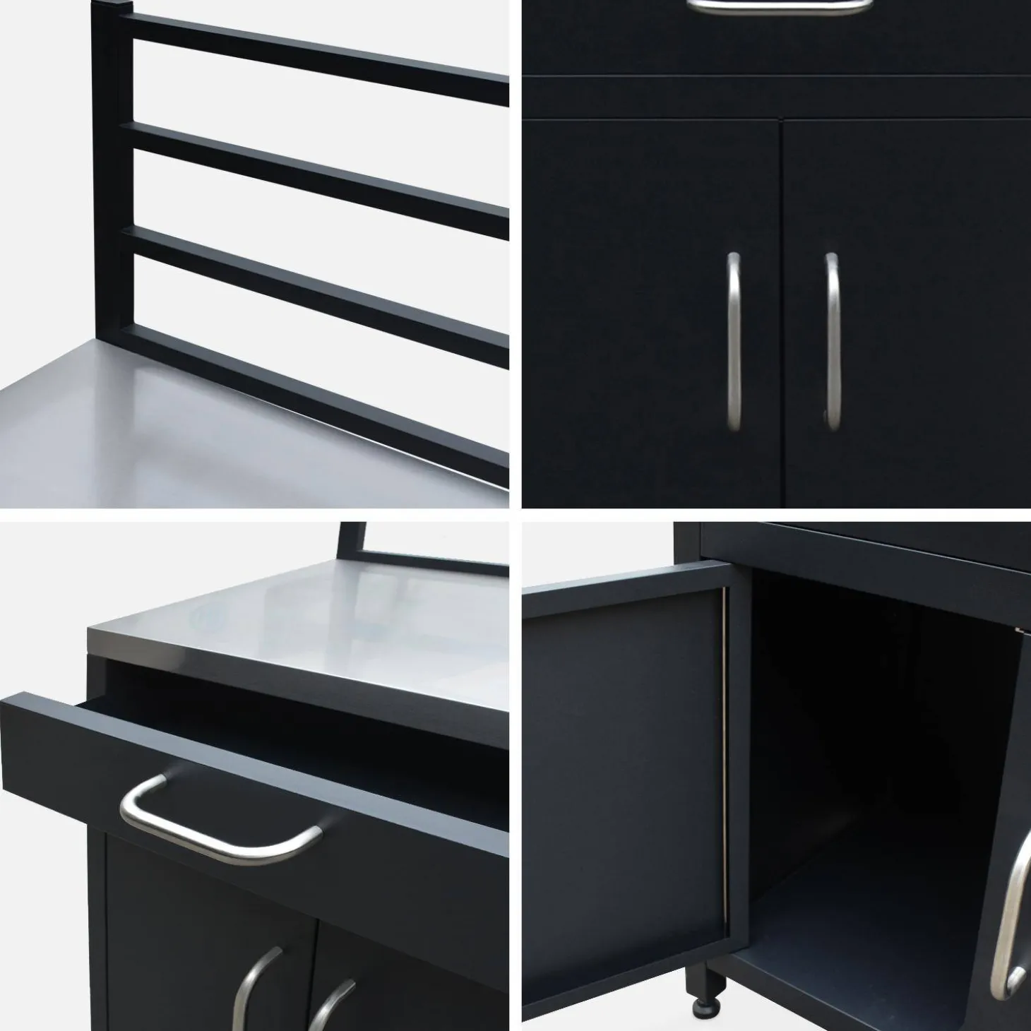 Cocina exterior de acero 1 cajón y 2 puertas, 80cm