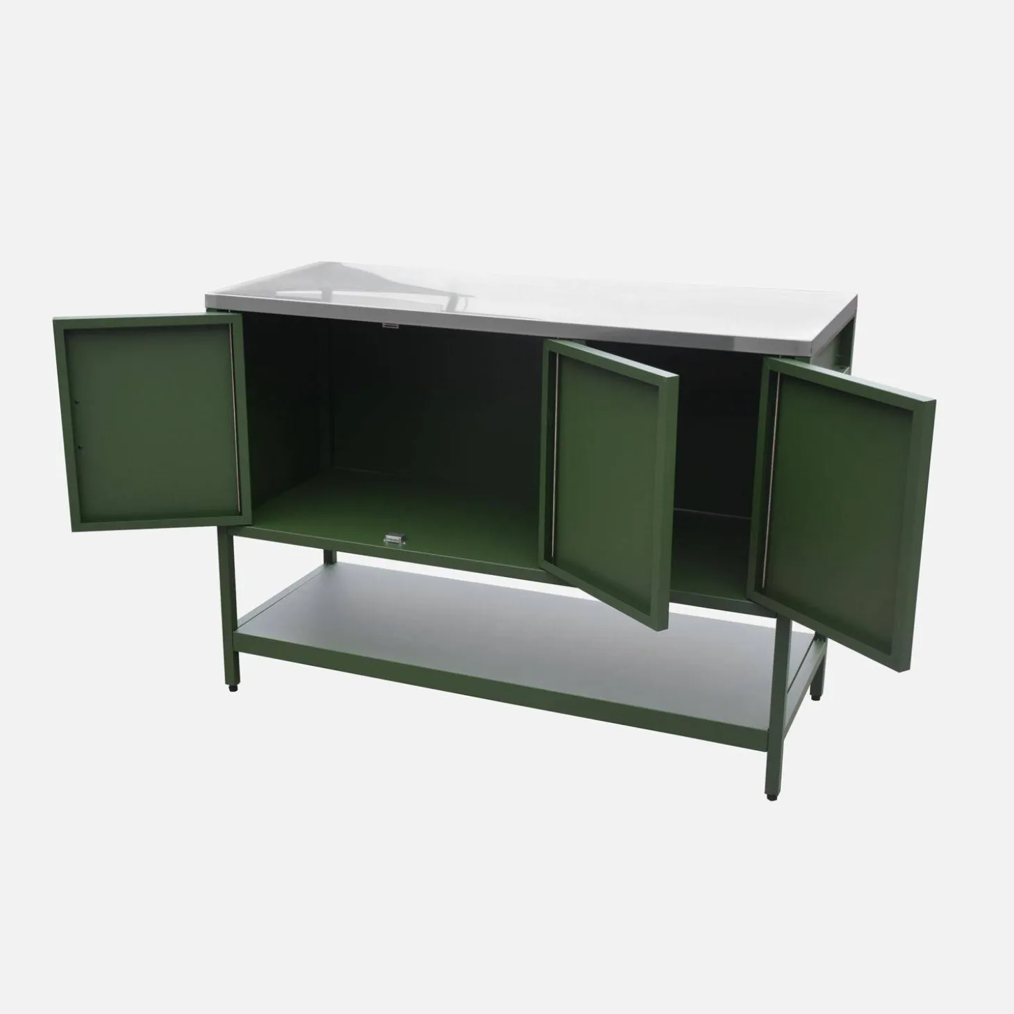 Cocina exterior de acero 3 puertas y 1 estante, 120cm