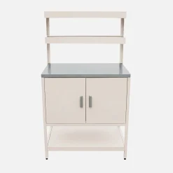 Cocina exterior de acero con 2 estanterías colgantes y 2 puertas, 80cm