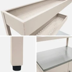 Cocina exterior de acero con 2 estanterías colgantes y 2 puertas, 80cm