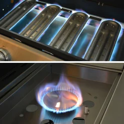 Cocina exterior de acero con barbacoa de gas americana de 5 quemadores