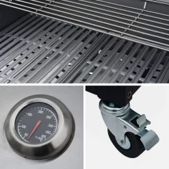 Cocina exterior de acero con barbacoa de gas americana de 5 quemadores