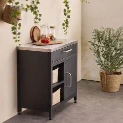 Cocina exterior de acero 1 cajón y 1 puerta, 80cm