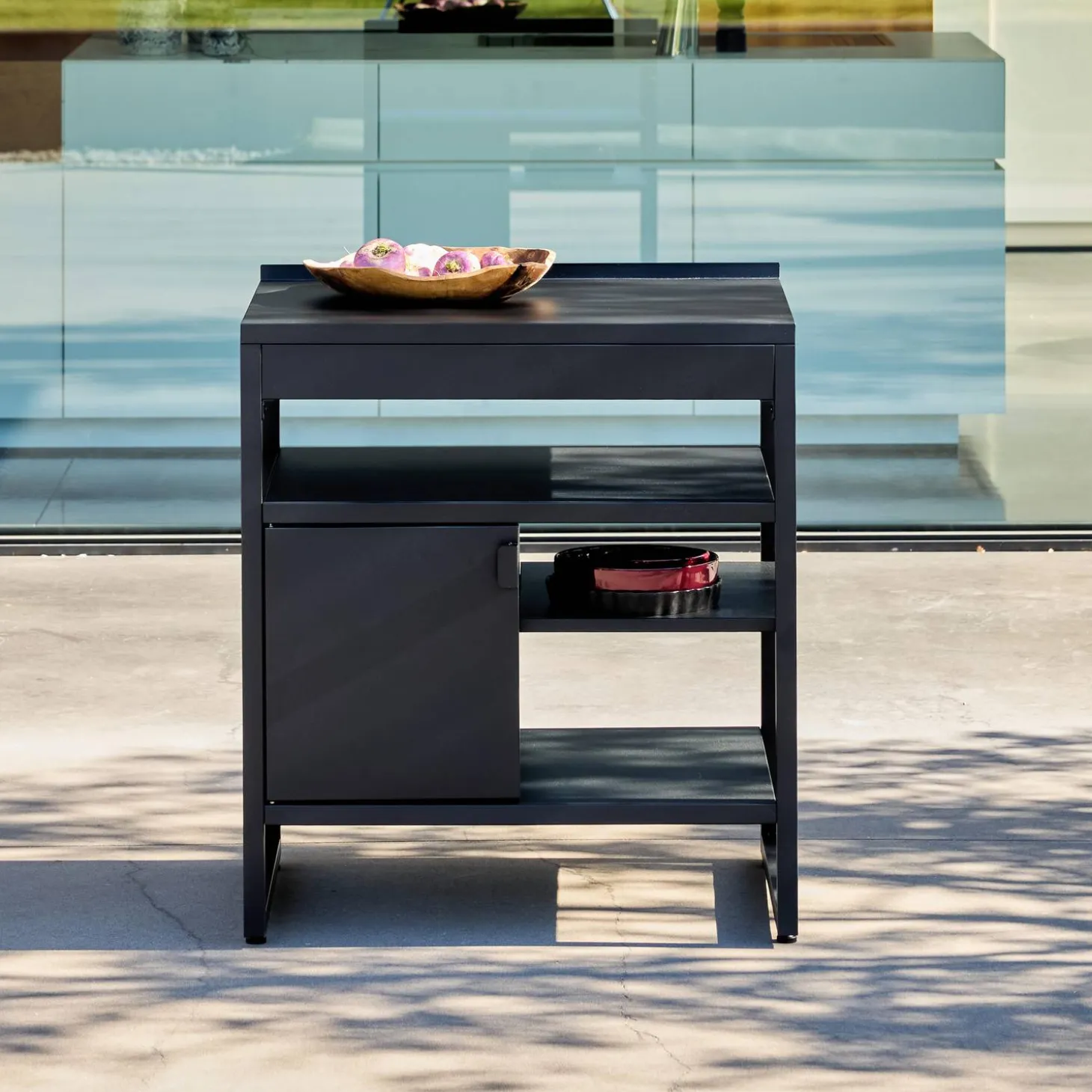 Cocina exterior de acero 1 puerta 3 estantes, 80cm