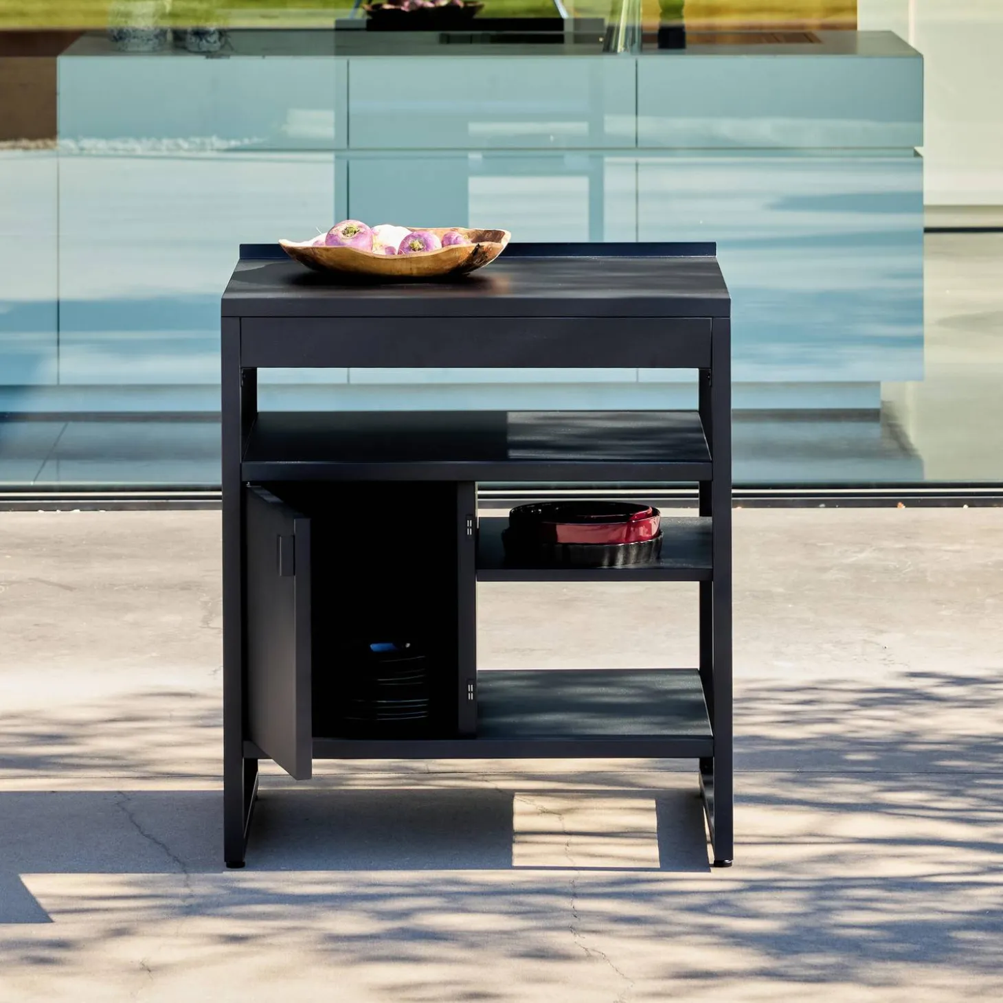 Cocina exterior de acero 1 puerta 3 estantes, 80cm
