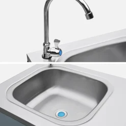 Cocina exterior de acero con lavabo, 120cm