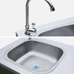 Cocina exterior de acero con lavabo, 120cm