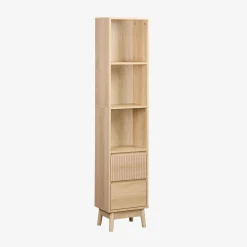 Columna de madera con 3 estantes y 2 cajones