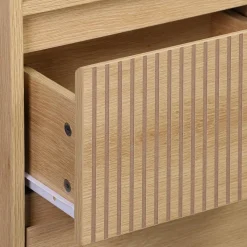 Columna de madera con 3 estantes y 2 cajones