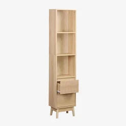 Columna de madera con 3 estantes y 2 cajones