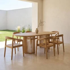 Comjunto mesa de jardín de madera de acacia con 6 sillas