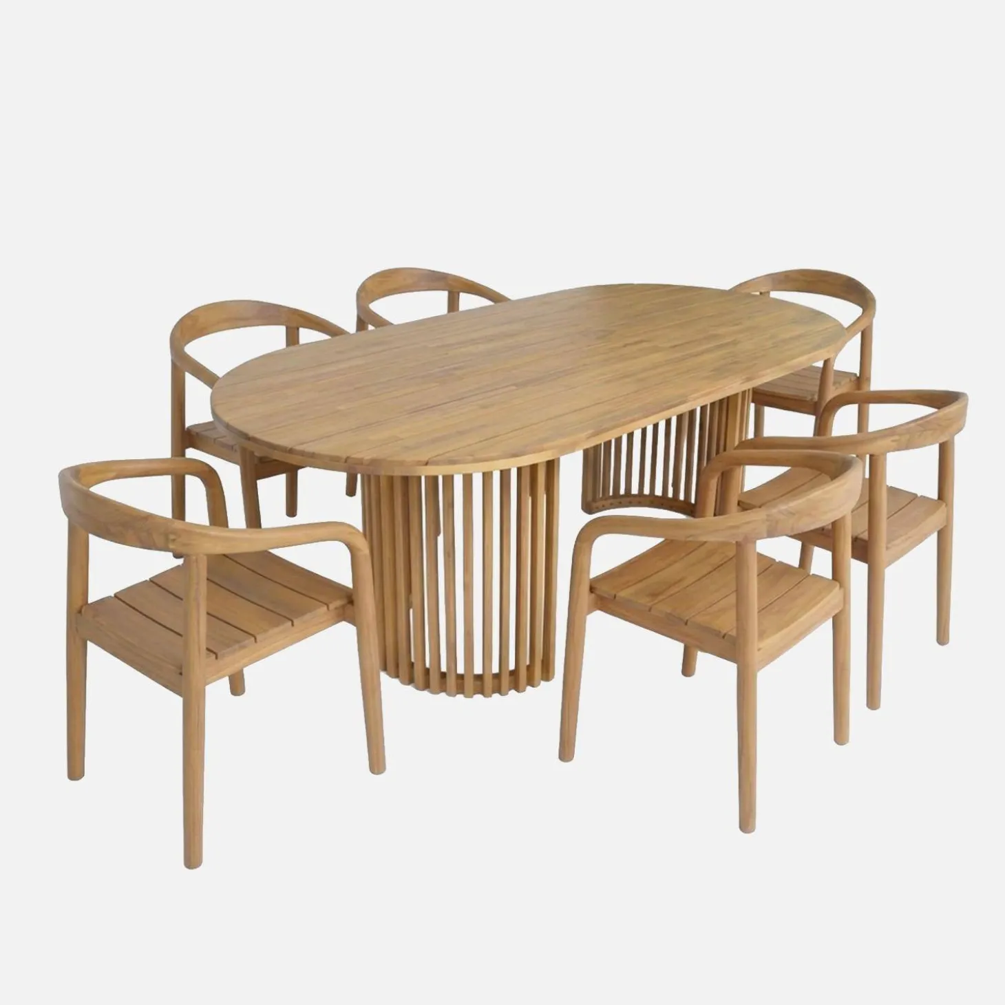 Comjunto mesa de jardín de madera de acacia con 6 sillas