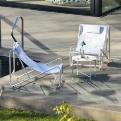 Conjunto de 2 sillones relax con mesa redonda de acero