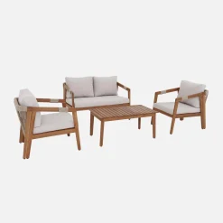 Conjunto de jardín de acacia con cuerdas, 4 plazas