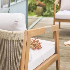 Conjunto de jardín de acacia con cuerdas, 4 plazas