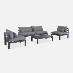 Conjunto de jardín de aluminio, 4 plazas