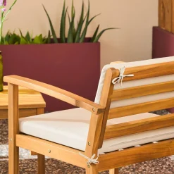 Conjunto de jardín de madera de acacia, 4 plazas