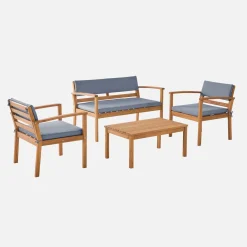 Conjunto de jardín de madera de acacia, 4 plazas