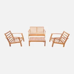 Conjunto de jardín de madera, 4 plazas