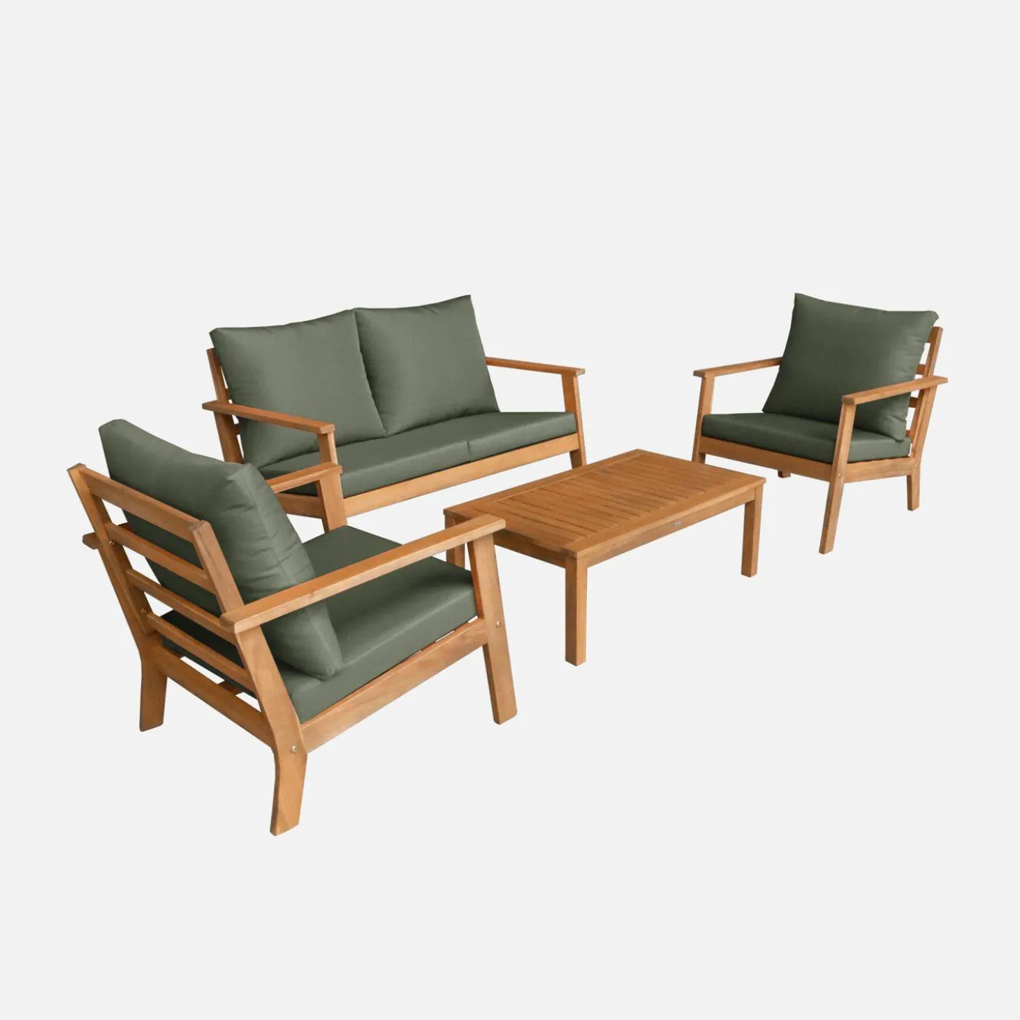 Conjunto de jardín de madera de acacia, 4 plazas