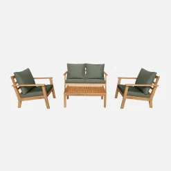 Conjunto de jardín de madera de acacia, 4 plazas