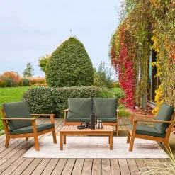 Conjunto de jardín de madera de acacia, 4 plazas