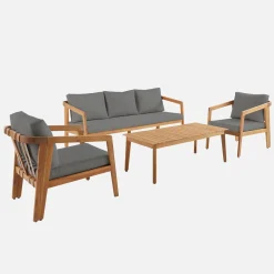 Conjunto de jardín de madera de acacia, 5 plazas