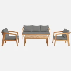 Conjunto de jardín de madera de acacia, 5 plazas