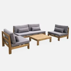 Conjunto de jardín de madera, 5 plazas