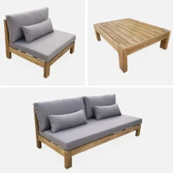 Conjunto de jardín de madera, 5 plazas
