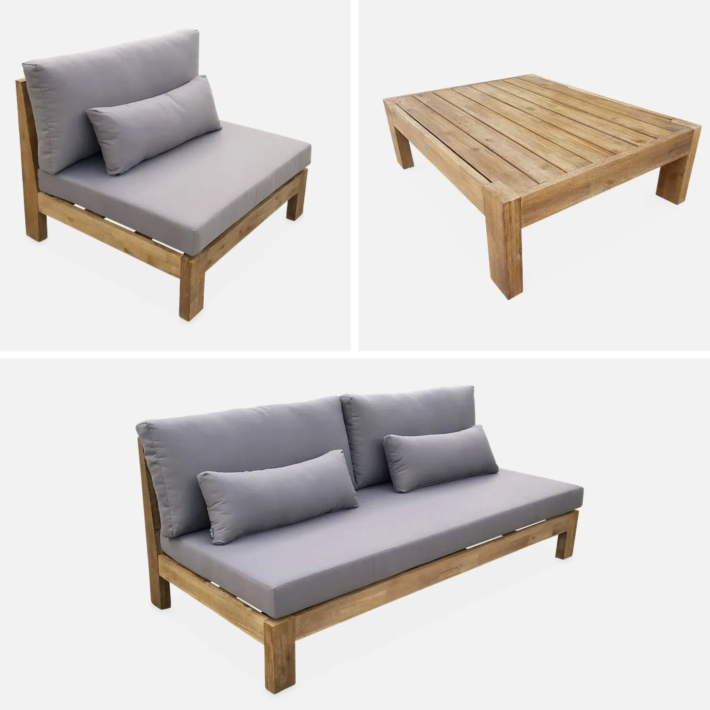 Conjunto de jardín de madera, 5 plazas
