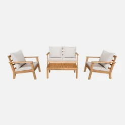 Conjunto de jardín de madera de acacia, 4 plazas
