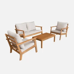 Conjunto de jardín de madera de acacia, 4 plazas