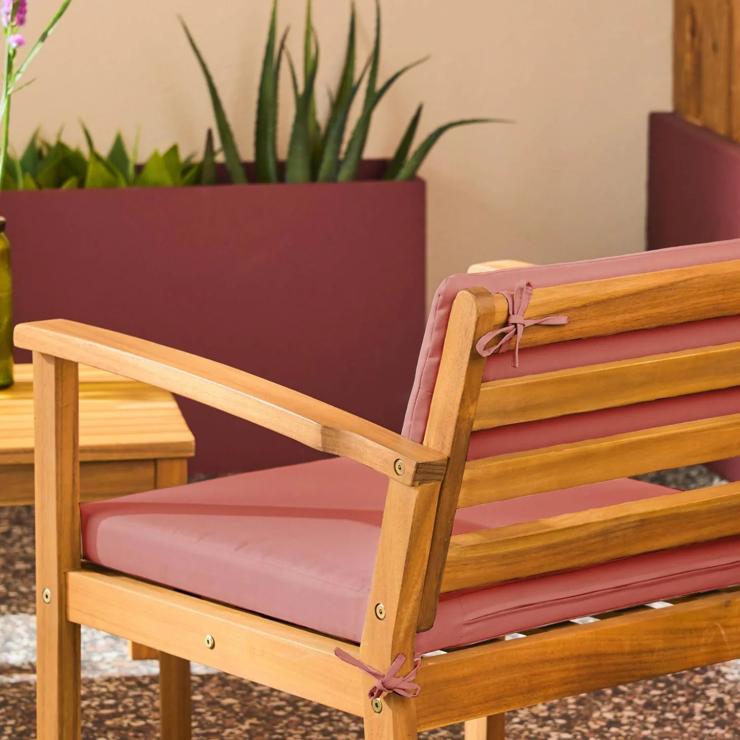 Conjunto de jardín de madera de acacia, 4 plazas