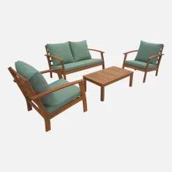 Conjunto de jardín de madera, 4 plazas
