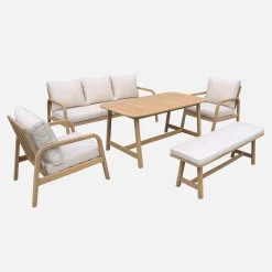 Conjunto de jardín de madera de acacia, 7 plazas