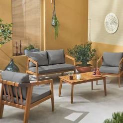 Conjunto de jardín de madera, 4 plazas