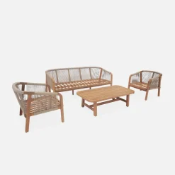 Conjunto de jardín de madera de acacia, 5 plazas