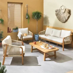 Conjunto de jardín de madera de acacia, 5 plazas
