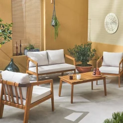 Conjunto de jardín de madera, 4 plazas