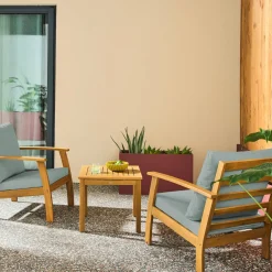 Conjunto de jardín de madera de acacia, 2 plazas