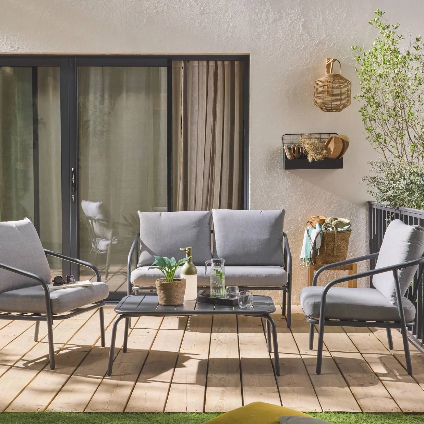 Conjunto de jardín de metal, 4 plazas